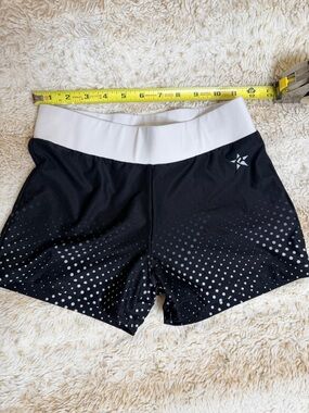 Cali All Stars Women's Black Athletic Shorts with White Waistband and Dot Accent